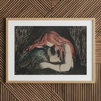 Vampire - Stampa d'arte di Edvard Munch / Canvas, 30x20’’ / 76x51cm / Cornice naturale / Passe-partout, Poster, stampe e arte visiva, Toby Leon