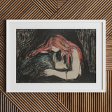 Vampire - Stampa d'arte di Edvard Munch / Canvas, 30x20’’ / 76x51cm / Cornice bianca / Passe-partout, Poster, stampe e arte visiva, Toby Leon
