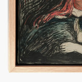 Vampire - Edvard Munch Art Print / Canvas Framed Stylized Expressive Illustration Red Hair Blood-red Pours, Carved Lines Prints