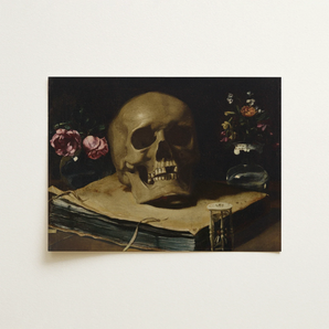 Vanitas Still Life with a Skull Atop Book - Guercino Art Print / Canvas, 16x12’’ / 41x31cm / Unframed / no Border, Posters Prints & Visual