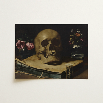Vanitas Still Life with a Skull Atop Book - Guercino Art Print / Canvas, 16x12’’ / 41x31cm / Unframed / no Border, Posters Prints & Visual