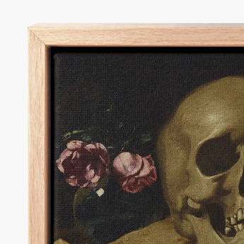 Framed Canvas Print Classical Life Painting Two Deep Guercino’s Amber Chiaroscuro, Skull Rests, Weathered Folio