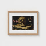 Vanitas Still Life with a Skull Atop Book - Guercino Art Print / Canvas Guercino’s Amber Chiaroscuro, Rests, Weathered Folio Prints