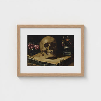 Vanitas Still Life with a Skull Atop Book - Guercino Art Print / Canvas Guercino’s Amber Chiaroscuro, Rests, Weathered Folio Prints