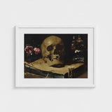 Vanitas Still Life with a Skull Atop Book - Guercino Art Print / Canvas Guercino’s Amber Chiaroscuro, Rests, Weathered Folio Prints