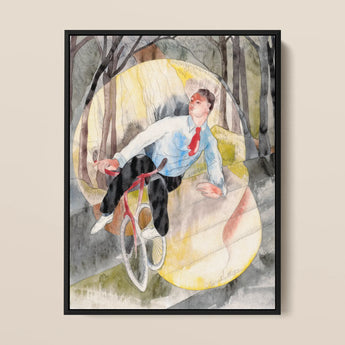 In Vaudeville the Bicycle Rider - Charles Demuth Art Print / Canvas, 12x16’’ / 31x41cm / Black Frame, Posters Prints & Visual Artwork, Toby
