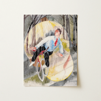 In Vaudeville the Bicycle Rider - Charles Demuth Art Print / Canvas, 12x16’’ / 31x41cm / Unframed / no Border, Posters Prints & Visual