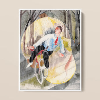 In Vaudeville the Bicycle Rider - Charles Demuth Art Print / Canvas, 12x16’’ / 31x41cm / White Frame, Posters Prints & Visual Artwork, Toby