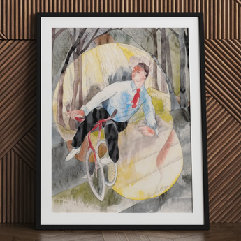 In Vaudeville the Bicycle Rider - Charles Demuth Art Print / Canvas, 24x32’’ / 61x81cm / Black Frame / Matboard, Posters Prints & Visual