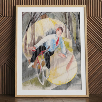 In Vaudeville the Bicycle Rider - Charles Demuth Art Print / Canvas, 24x32’’ / 61x81cm / Natural Frame / Matboard, Posters Prints & Visual