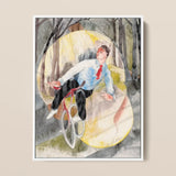 In Vaudeville the Bicycle Rider - Charles Demuth Art Print / Canvas Watercolor Artwork Man Light Blue Shirt Red Tie, Distills, Single