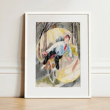 In Vaudeville the Bicycle Rider - Charles Demuth Art Print / Canvas Watercolor Artwork White Frame Man Light Blue Shirt, Distills, Single