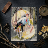 In Vaudeville the Bicycle Rider - Charles Demuth Art Print / Canvas Watercolor Painting Man Light Blue Shirt Red Tie, Distills, Single