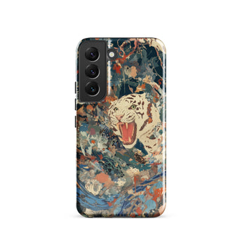 Velvet Rogue - Surreal White Tiger Art Phone Case Samsung Galaxy S22 / Gloss Vibrant Artistic Amidst Blues, Iphone Mobile Cases