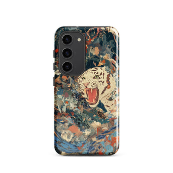 Velvet Rogue - Surreal White Tiger Art Phone Case Samsung Galaxy S23 / Gloss Vibrant Artistic Amidst Blues, Iphone Mobile Cases