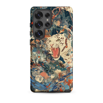 Velvet Rogue - Surreal White Tiger Art Phone Case Samsung Galaxy S25 Ultra / Matte Vibrant Abstractly Painted Phone Case White Tiger Black