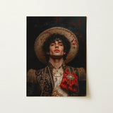Victor - Gay Matador Art Print / Canvas Framed Portrait Man Ornate Dark Blue Gold Military-style, Victor’s Electric Presence, Obliterates