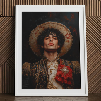 Victor - Gay Matador Art Print / Canvas Framed Portrait Man Ornate Darkly Embroidered Attire Gold Gay Matador Art, Victor’s Electric