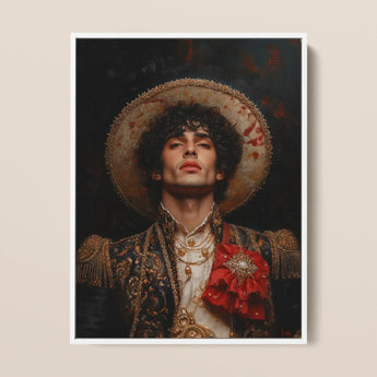 Victor - Gay Matador Art Print / Canvas Framed Portrait Man Ornate Darkly Embroidered Attire Gold Gay Matador Art, Victor’s Electric