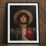 Victor - Gay Matador Art Print / Canvas Framed Portrait Man Ornate Darkly Embroidered Attire Gold Gay Matador Art, Victor’s Electric