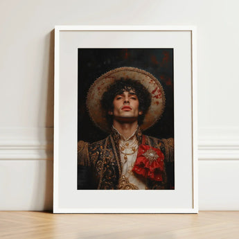 Victor - Gay Matador Art Print / Canvas Framed Portrait Man Ornate Gold-embellished Attire Wide-brimmed Sombrero, Victor’s Electric