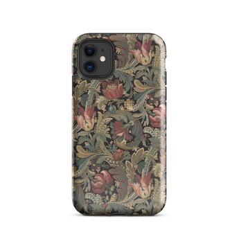 Vintage Floral Pattern Phone Case Iphone 11 / Gloss Vintage-inspired Intricate Red Green Gold Flemish Tapestry Traditions, Burgundy-crimson