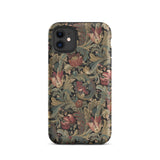 Vintage Floral Pattern Phone Case Iphone 11 / Matte Vintage-inspired Intricate Red Green Gold Flemish Tapestry Traditions, Burgundy-crimson