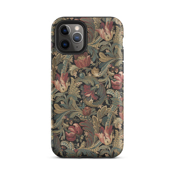 Vintage Floral Pattern Phone Case Iphone 11 Pro / Matte Dark Green Burgundy Floral-patterned Intricate Leafy Flemish Tapestry Traditions,