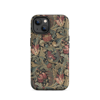 Vintage Floral Pattern Phone Case Iphone 14 / Matte Dark Green Adorned Intricate Vintage-style Flemish Tapestry Traditions,