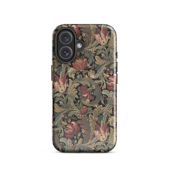 Vintage Floral Pattern Phone Case Iphone 16 / Gloss Vintage-inspired Intricate Red Green Gold Flemish Tapestry Traditions, Burgundy-crimson
