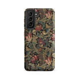 Vintage Floral Pattern Phone Case Samsung Galaxy S21 Fe / Matte Dark Green Burgundy Patterned Intricate Flemish Tapestry Traditions,
