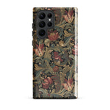 Vintage Floral Pattern Phone Case Samsung Galaxy S22 Ultra / Gloss Intricate Deep Red Burgundy Flemish Tapestry Traditions,