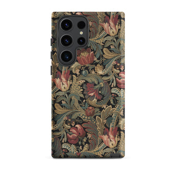 Vintage Floral Pattern Phone Case Samsung Galaxy S23 Ultra / Matte Dark Green Burgundy Floral-patterned Intricate Leafy Flemish Tapestry