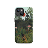 Virgin Forest - Henri Rousseau Phone Case Iphone 14 / Matte Vibrant Jungle-themed Phone Case Lush Green Foliage Pink Virgin Forest Henri,