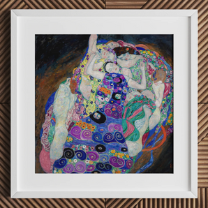 The Virgin - Gustav Klimt symbolistischer Jugendstil-Print / Leinwand, 12x12’’ / 31x31cm / Weißer Rahmen / Passepartout, Poster Drucke & Visual