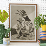 Wait ?Til You’ve been Anointed - Francisco De Goya Art Print / Canvas Framed Grotesque Scene Figures Goat, Air Hums Prints