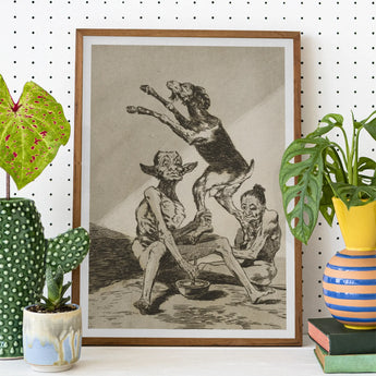 Wait ?Til You’ve been Anointed - Francisco De Goya Art Print / Canvas Framed Grotesque Scene Figures Goat, Air Hums Prints