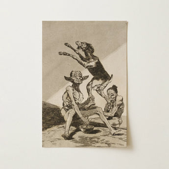 Wait ?Til You’ve been Anointed - Francisco De Goya Art Print / Canvas Sepia-toned Three Grotesque Figures Dog Rendered Fine Ink Goya Art P