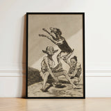 Black-framed Artwork Detailed Grotesque Figures Sepia Tones Goya Art Print, Air Hums