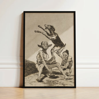 Black-framed Artwork Detailed Grotesque Figures Sepia Tones Goya Art Print, Air Hums