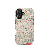 Wall Panel with Garden Urn - Painted Silk Phone Case Iphone 17 / Matte Floral-patterned Phone Case Beige Background Green Red Orange