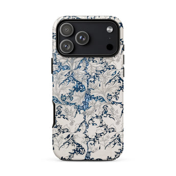 Wallflower - William Morris Botanical Pattern Iphone Case 17 Pro Max / Matte White Blue Floral Patterned Phone Case Black Camera William