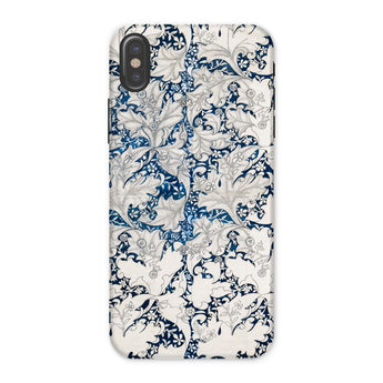 Wallflower - William Morris Botanical Pattern Iphone Case x / Matte Phone Case Blue White Floral Damask Pattern William Morris Botanical,