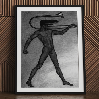 War Cry - Lámina artística de Sascha Schneider / Lienzo, 24x32’’ / 61x81cm / Marco negro / Passepartout, Pósters, impresiones y arte visual, Toby Leon