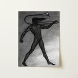 War Cry - Sascha Schneider Art Print / Canvas Black-and-white Charcoal Muscular Figure Trombone Rendered Detailed Texture, Nude Male,