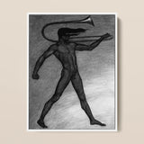 War Cry - Sascha Schneider Art Print / Canvas Black-and-white Charcoal Sketch Nude Figure Trombone Rendered Detailed, Male, Tears, Free,