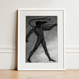 War Cry - Sascha Schneider Art Print / Canvas Black-and-white Framed Nude Figure Trumpet Head Enclosed Simple, Male, Tears, Free, Herald’s