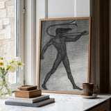 War Cry - Sascha Schneider Art Print / Canvas Framed Charcoal Sketch Nude Figure Trombone Enclosed Light Sascha Schneider, Male Figure,
