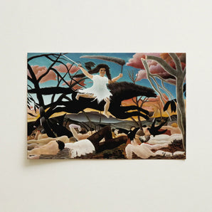 War - Henri Rousseau Fine Art Print / Canvas Turning Innocence, Child-faced Rider Cutting, Flattened Color Planes Prints
