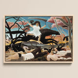 War - Henri Rousseau Fine Art Print / Canvas Framed Painting Woman White Black Horse Surreal Landscape Turning Innocence, Child-faced Rider